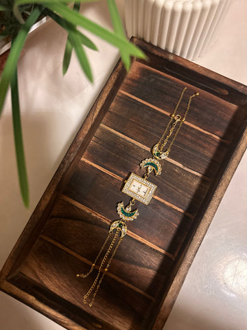 Emerald kundan traditional watch